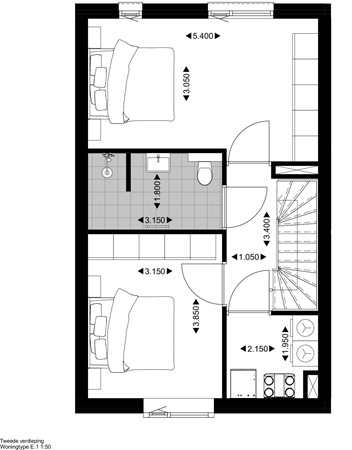 Floorplan - Rozenstraat Bouwnummer E.009, 5014 AJ Tilburg
